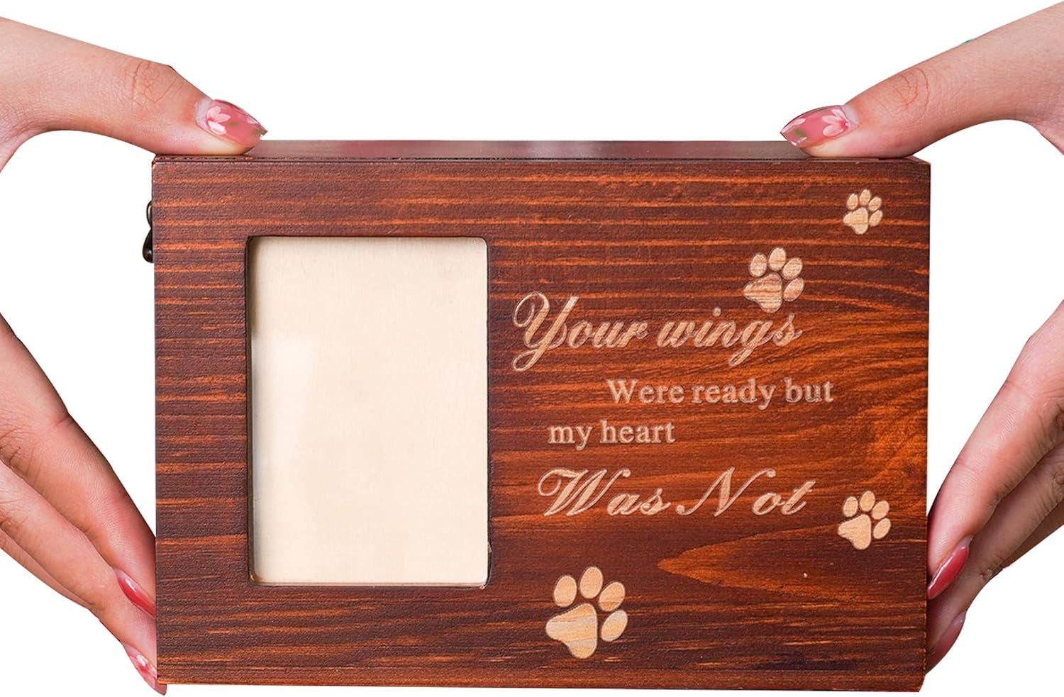 BZTSGJ Pet Urns for Dogs Cats Ashes, Loss Pet Memorial Remembrance Gift, Personalized Photo Frame Urns Wooden Pet Memorial Keepsake Cat Dog Memory Box with Black Flannel as Lining (118 Cubic Inches)