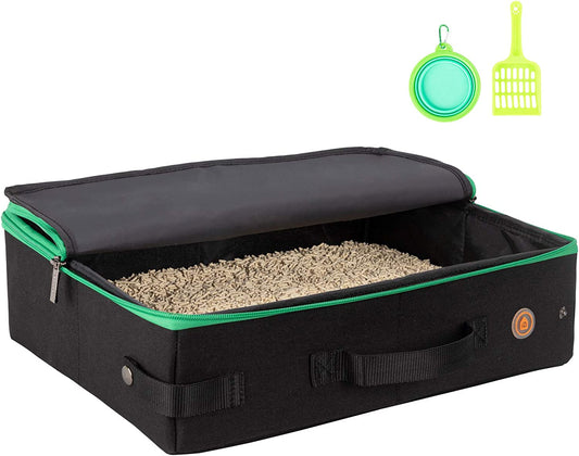 Portable Travel Litter Box for Easy Drive with Kitty and Cats. Lightweight, Sturdy, Leak-Proof, Collapsible