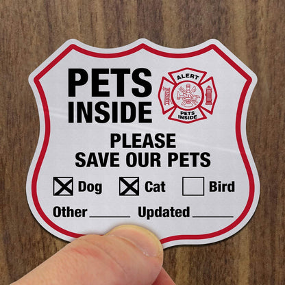 “Please save Our Pets” Pets inside Decal Set | Six Pack of 2.75" X 2.75" Engineer Grade Reflective Adhesive Labels, Made in USA