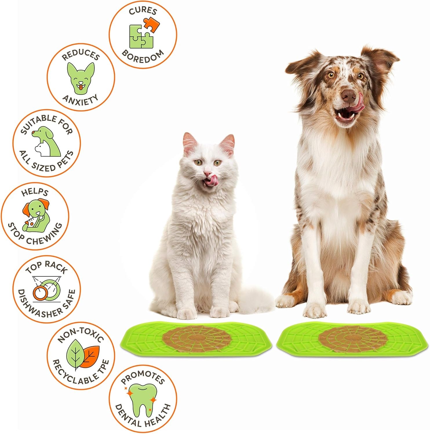 Neater Pets - Neat-Lik - Slow Feeding Pad for Dogs & Cats - Puzzle Toys Provide Boredom & Anxiety Relief - Fill Licking Pad with Healthy Treats & Food (Green)