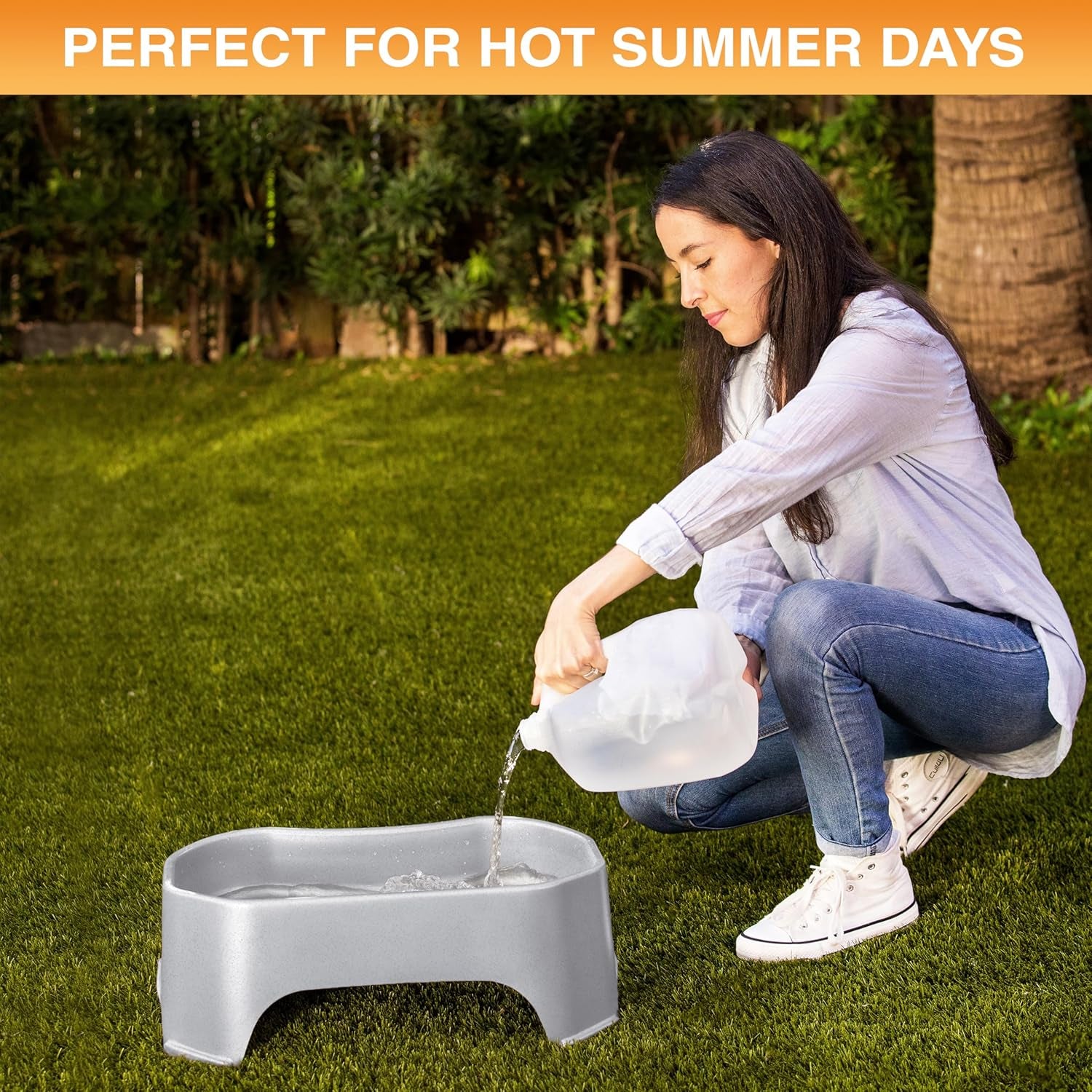 Giant Bowl - Extra Large Water Bowl for Dogs - Perfect for Outdoors (2.25 Gallon Capacity, 288 Oz) - Vanilla Bean