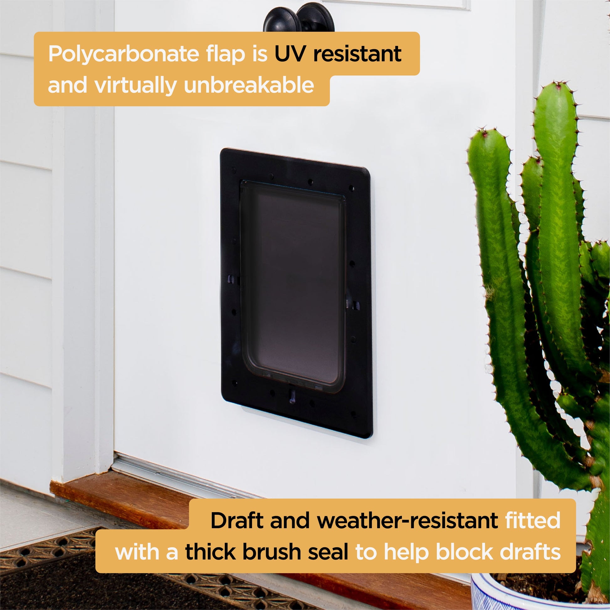 Black Super Tough Large Pet Door for Doors & Walls up to 2.17" Thick, for Pets up to 100Lbs